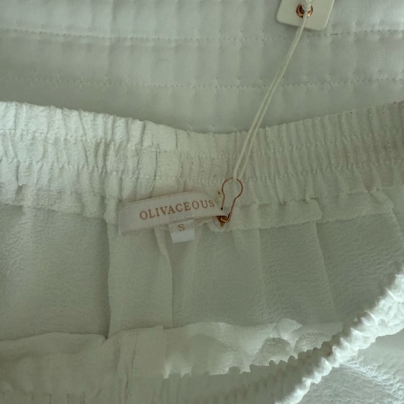 White Textured Drawstring Pants - Picture 2 of 3